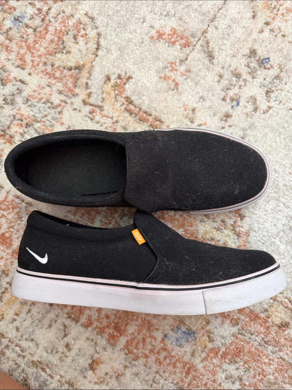 Nike Black Slip-On Canvas Loafers with White Sole